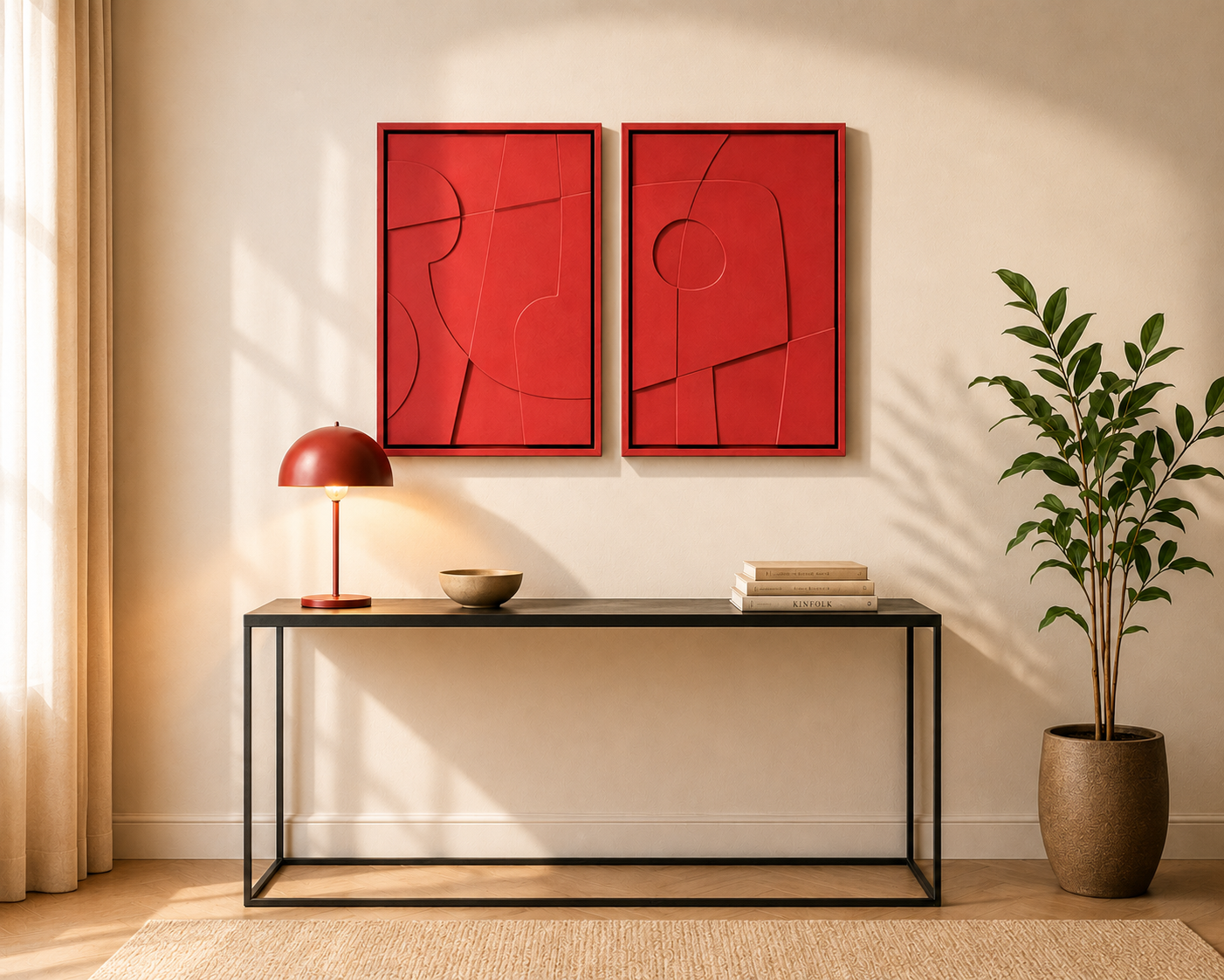 Màu Đỏ Terracotta hành lang minimalist
