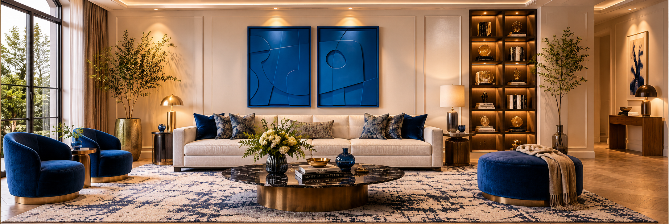 Màu Royal Blue phòng khách Luxury